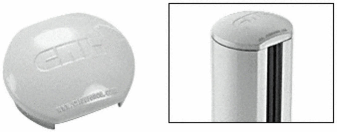 CRL Metallic Silver Aluminum Windscreen System Round Post Cap for 180 Degree Center or End Posts