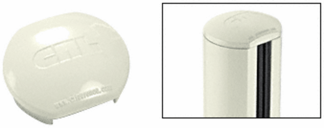 CRL Oyster White Aluminum Windscreen System Round Post Cap for 180 Degree Center or End Posts