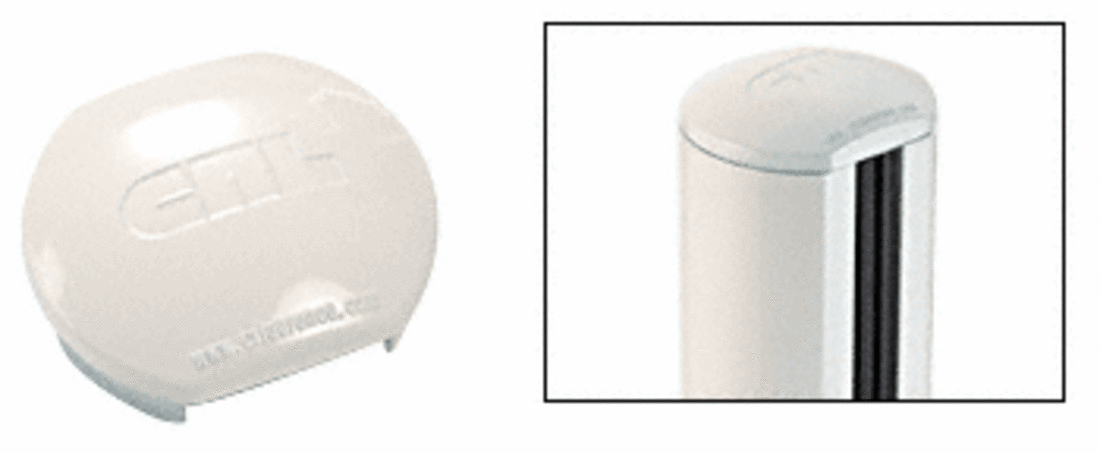 CRL Sky White Aluminum Windscreen System Round Post Cap for 180 Degree Center or End Posts