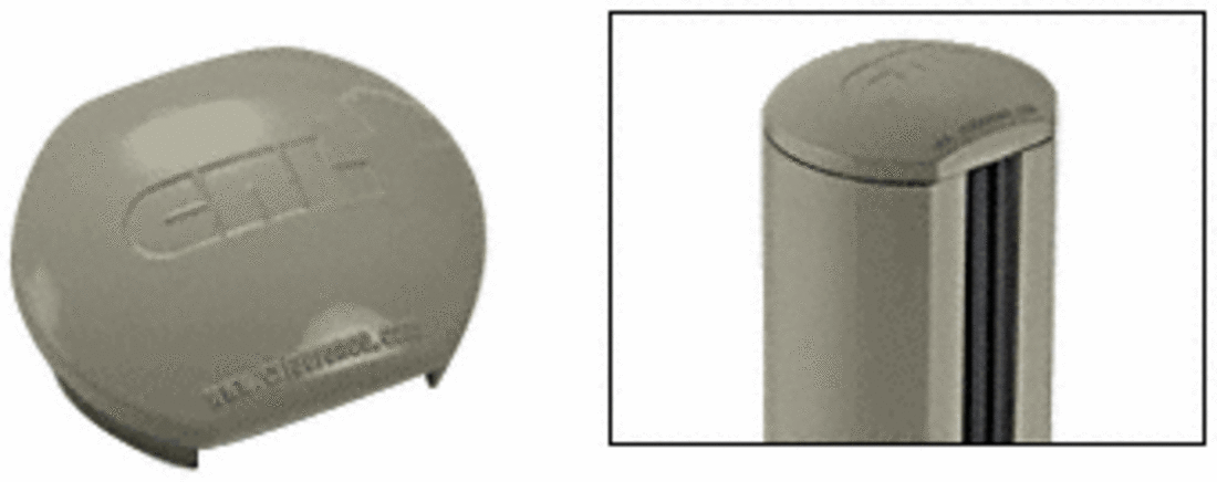CRL Beige Gray Aluminum Windscreen System Round Post Cap for 180 Degree Center or End Posts