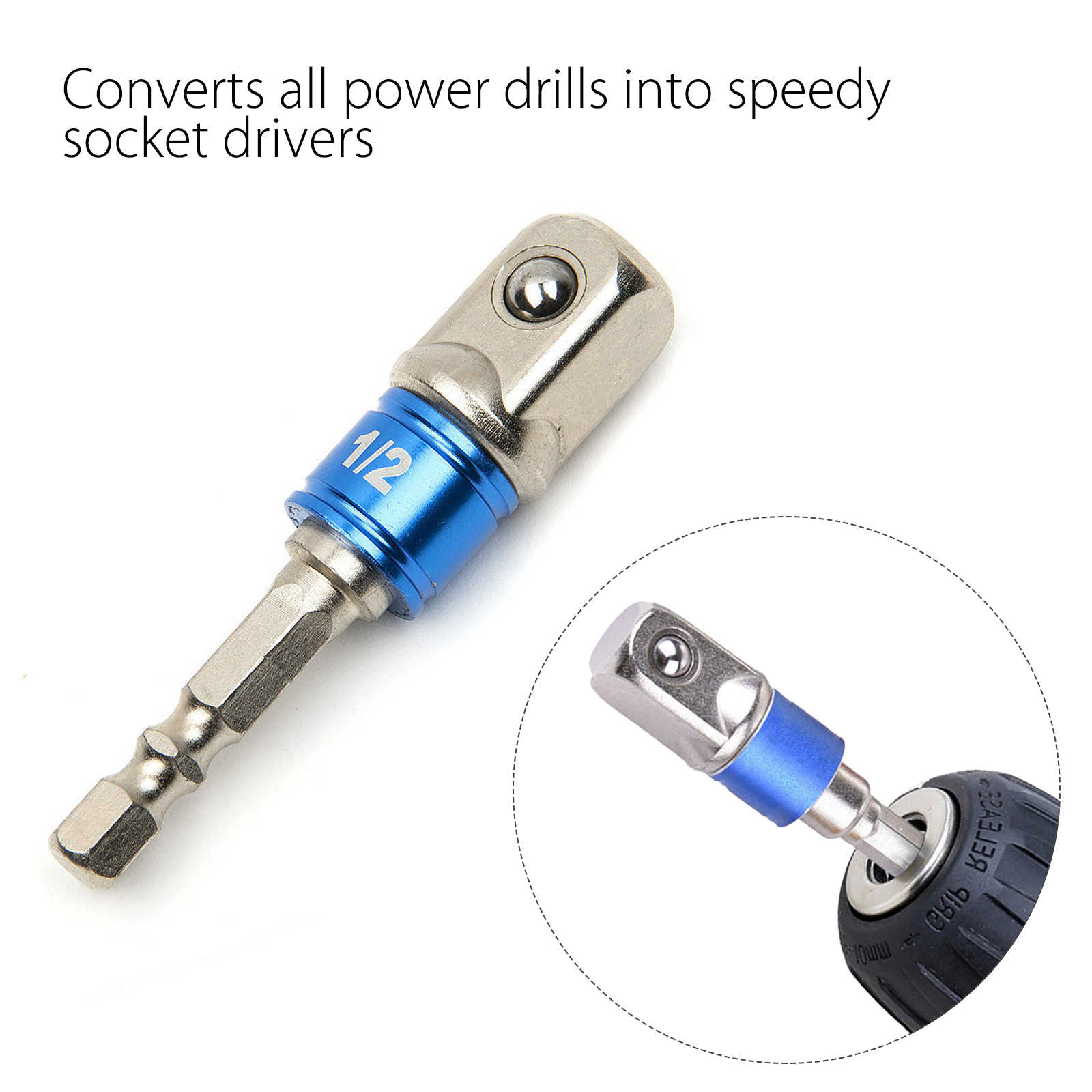 3pcs/set Power Screwdriver Driver Socket Bit Adapter Drill Nut Driver 1/4' 3/8'