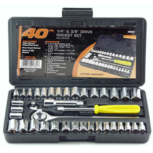 Great Neck Saw PS040 1/4' and 3/8' Drive Sockets Standard and Metric 40-Piece Set
