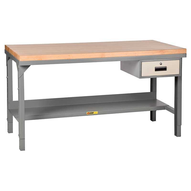 Little Giant Butcher Block Top Workbench with Drawer - Adjustable - 48W x 24D x 28.75-42.75H in.