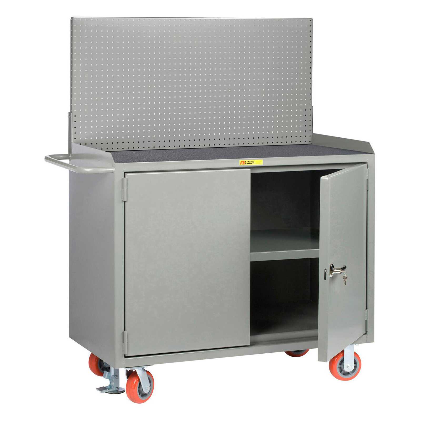 Little Giant 48 in. Wide Mobile Bench Cabinets with Pegboard Tool Storage
