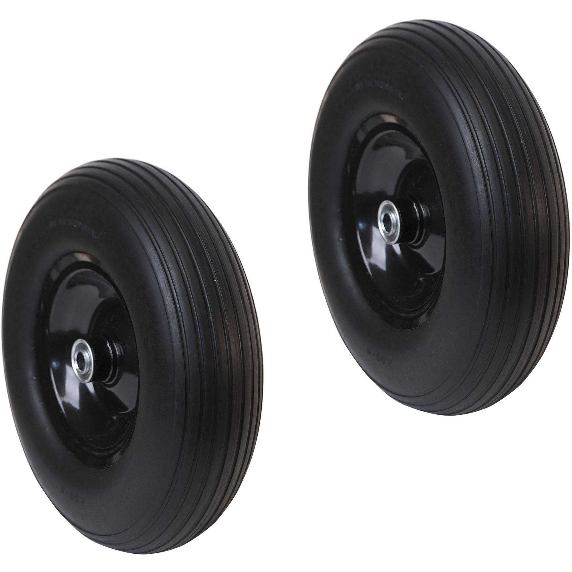 ALEKO 2WBNF13 Anti Flat Replacement Ribbed Wheels for Wheelbarrow 13 Inch No Flat Tires, Set of 2, Black