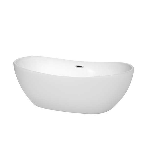 Rebecca 65-inch Freestanding White Bathtub with Trim Options
