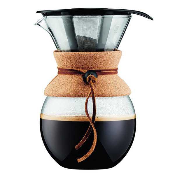 Bodum Pour Over 1 L Coffee Maker with Permanent Filter, 34 oz, Cork Band