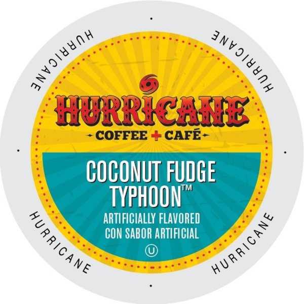 Hurricane Coffee and Tea Coconut Fudge Typhoon Rainforest Alliance Single Serve Cup Portion Pack for Keurig K-Cup Brewers