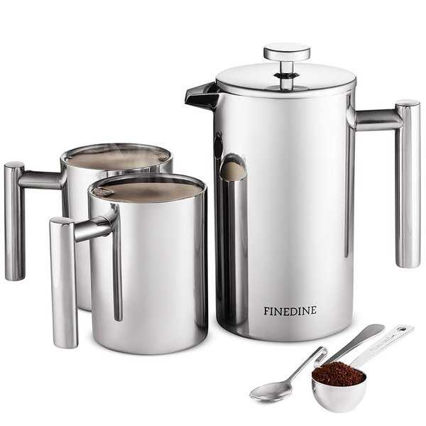 French Press Coffee Maker Set - [5-pieces] 18/8 Stainless Steel Double Wall Vacuum Insulated Coffee Press 34 oz.
